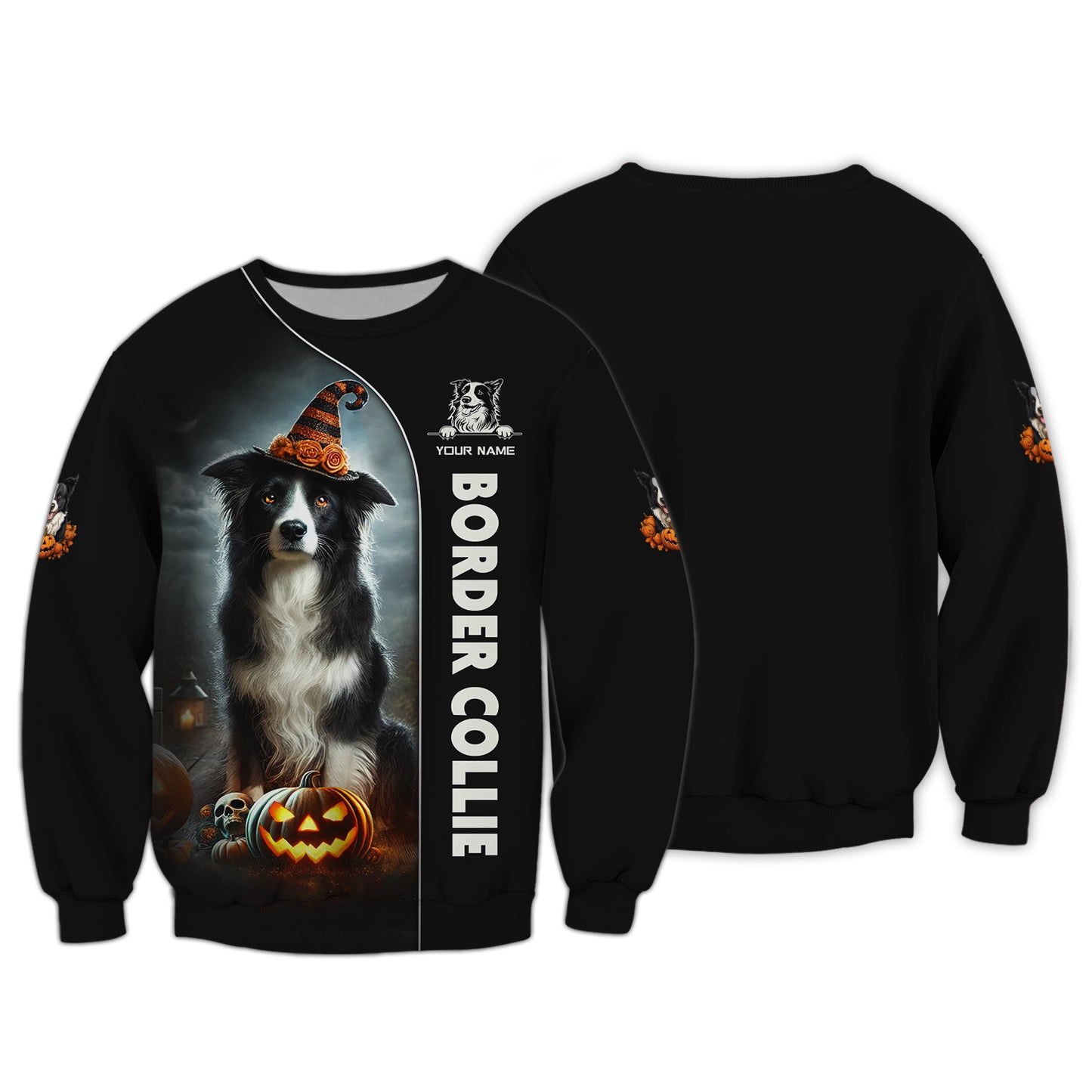 Border Collie Custom Name 3D Shirt Happy Halloween Gift For Dog Lovers