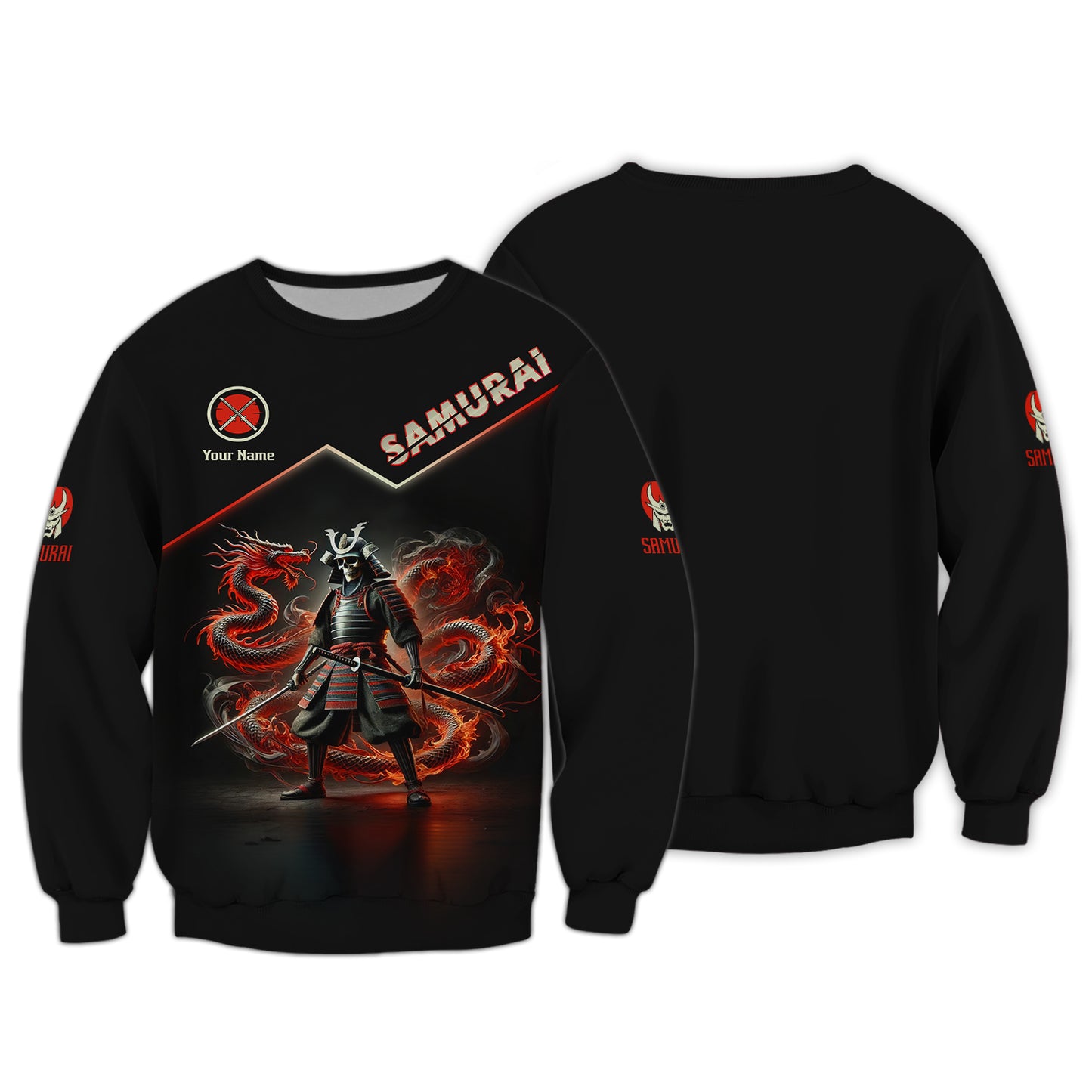 Personalized Samurai T-Shirt - Red Dragon for Samurai Lovers