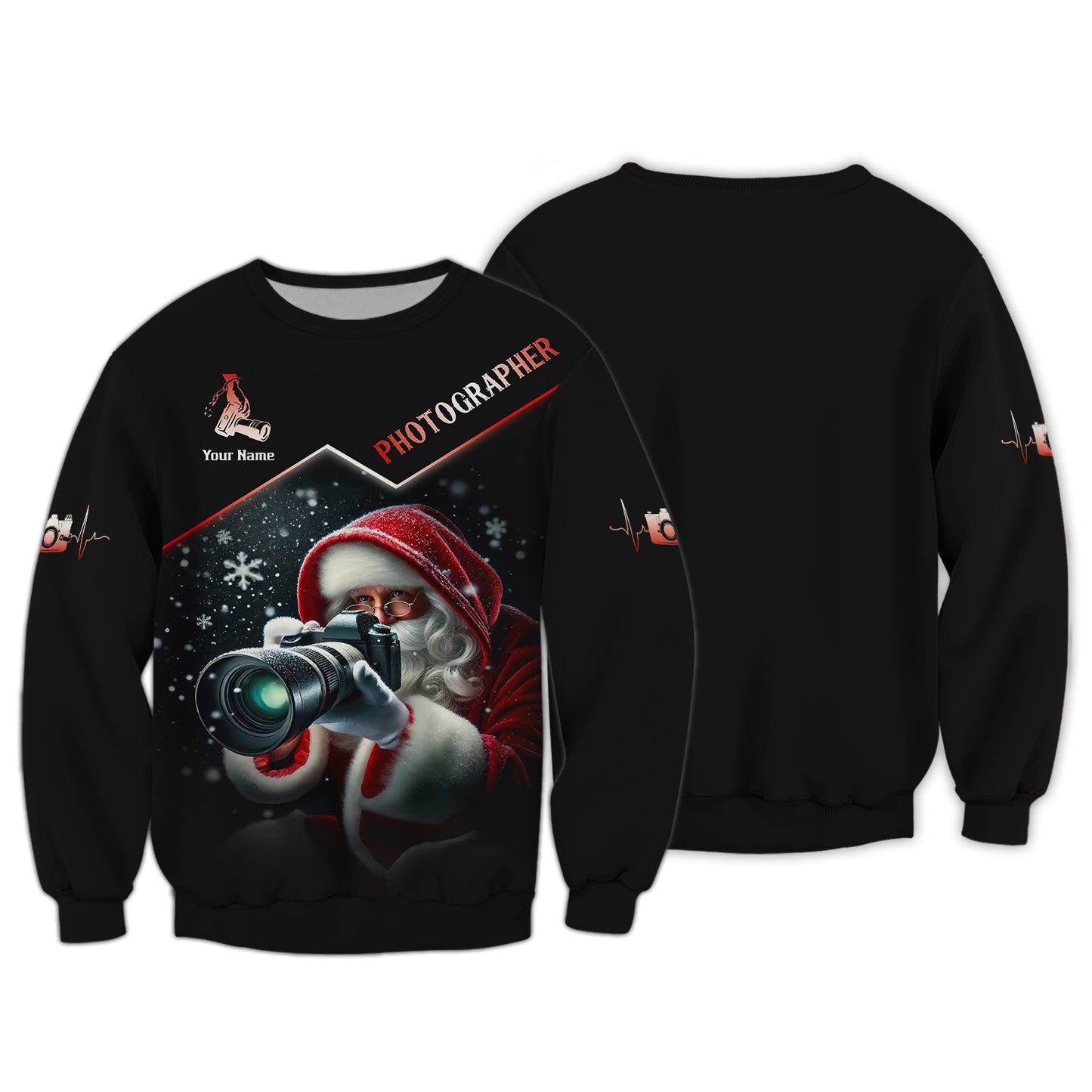 Santa Claus Photographer 3D Shirt Personalized Name Gift For Photographer Lover