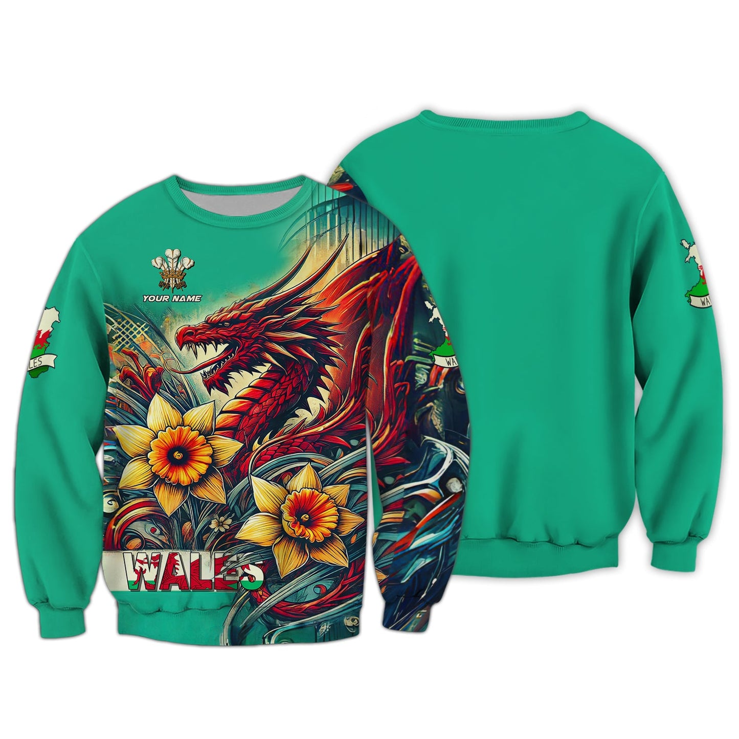 T-shirts personnalisés Dragon Wales Sweat à capuche zippé imprimé 3D complet du Pays de Galles Cadeau pour les amoureux du Pays de Galles