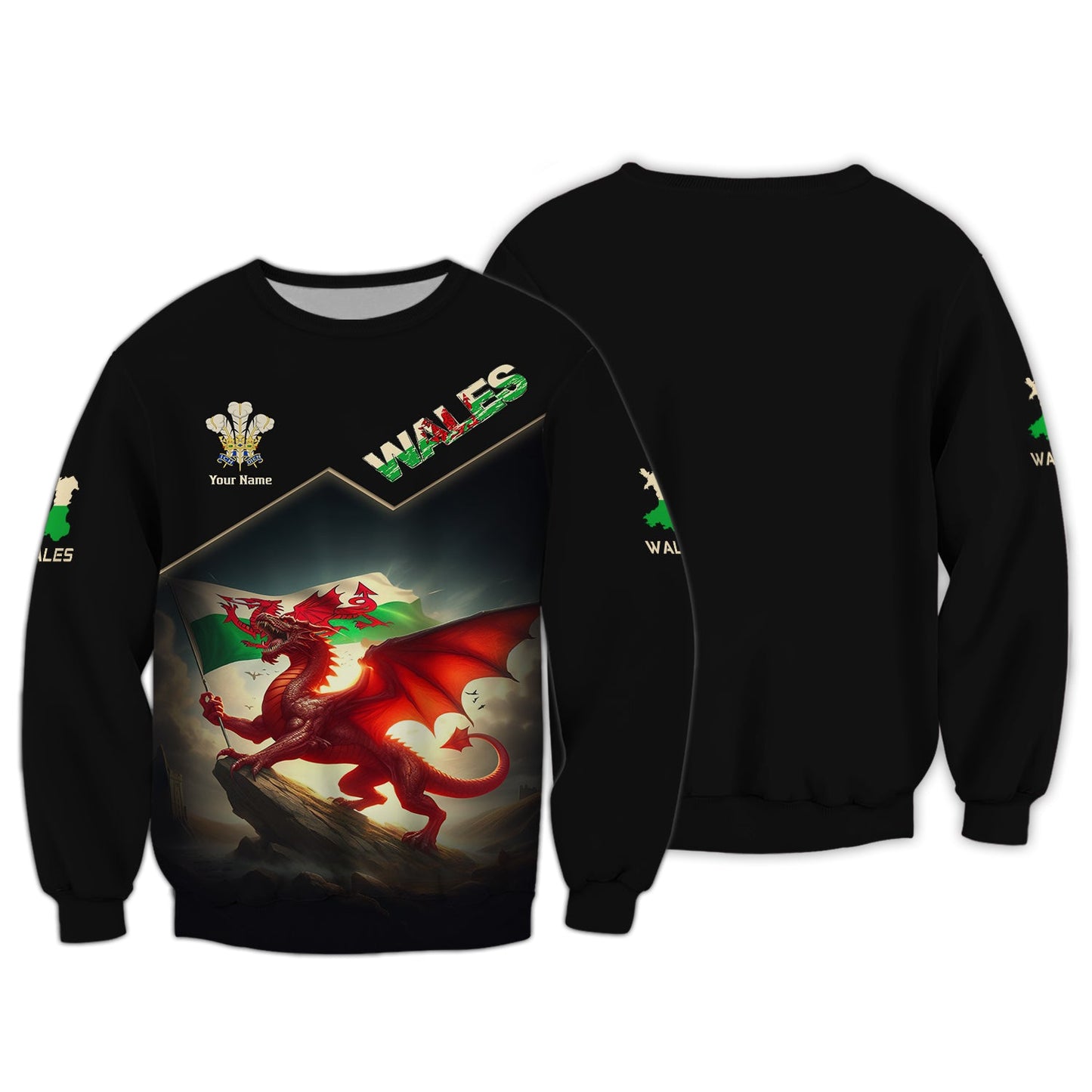 Sudadera con capucha y cremallera con estampado 3D de Dragon Fighting de Gales, regalo personalizado para los amantes de Gales