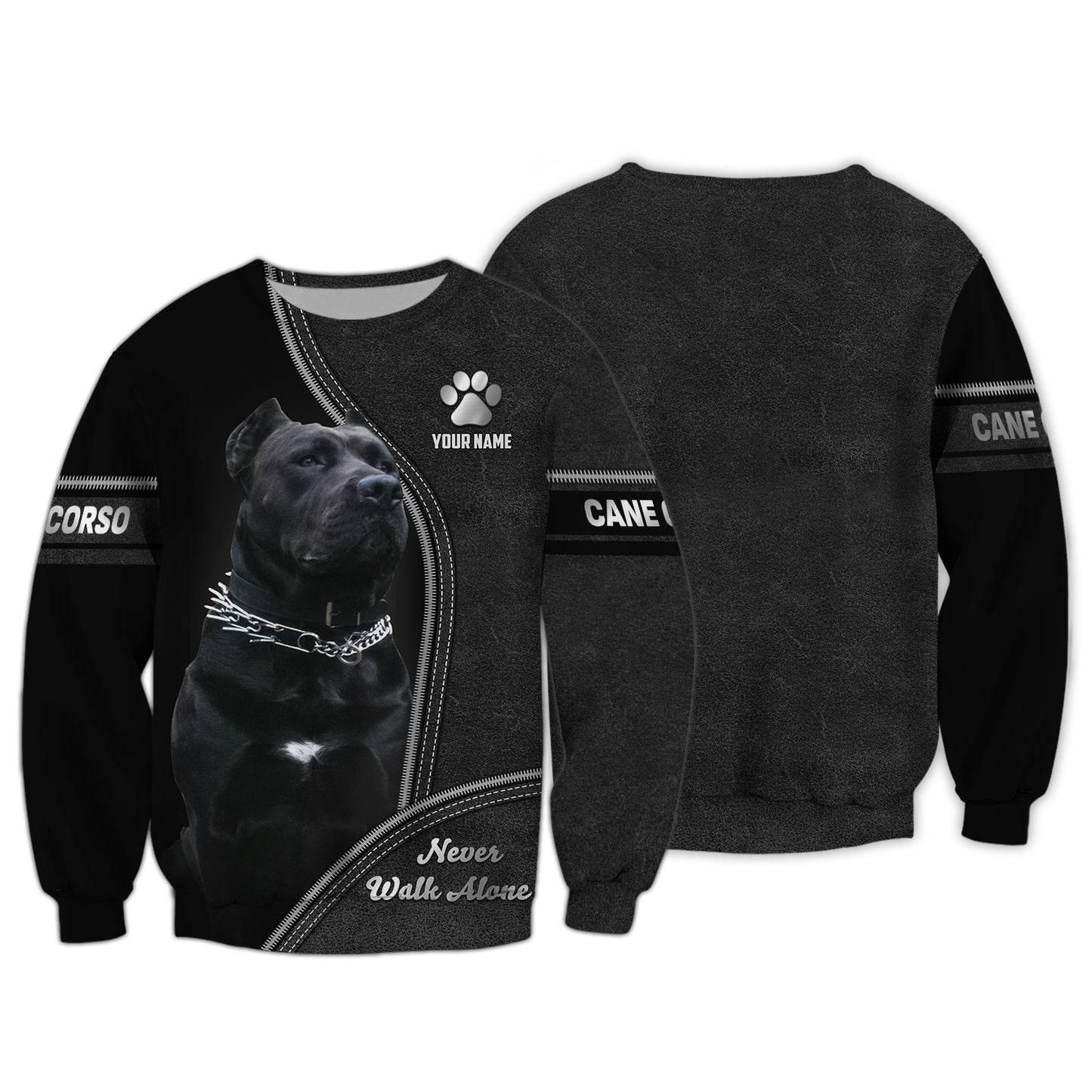 T-shirt personnalisé avec nom Cane Corso, cadeau Never Walk Alone pour les amoureux des chiens, chemises 3D