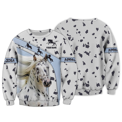 Sudadera con capucha y cremallera Appaloosa con estampado completo en 3D, regalo personalizado con nombre para amantes de los caballos