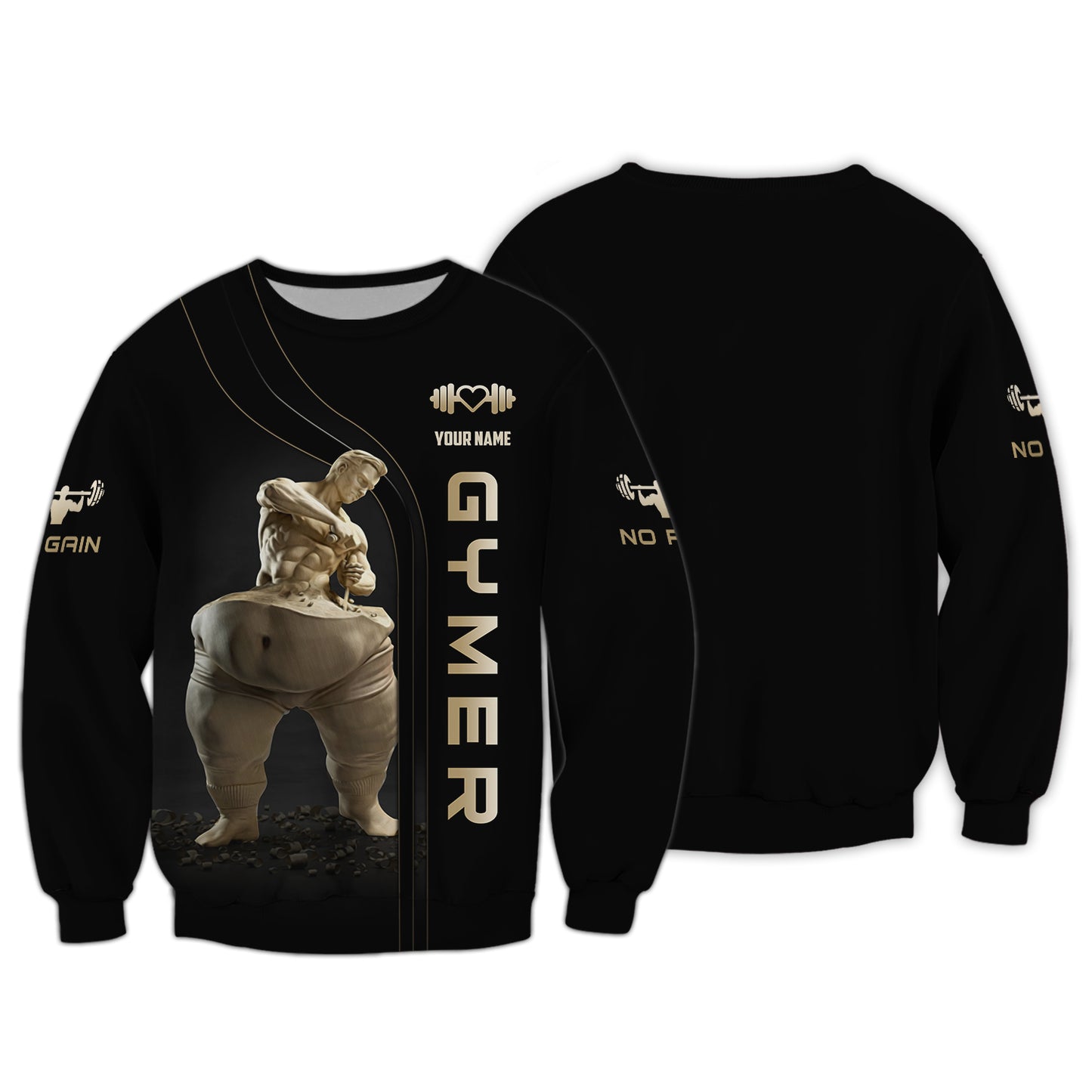 Sudadera con capucha y cremallera para hombre con estampado completo en 3D y nombre personalizado, regalo para amantes del gimnasio