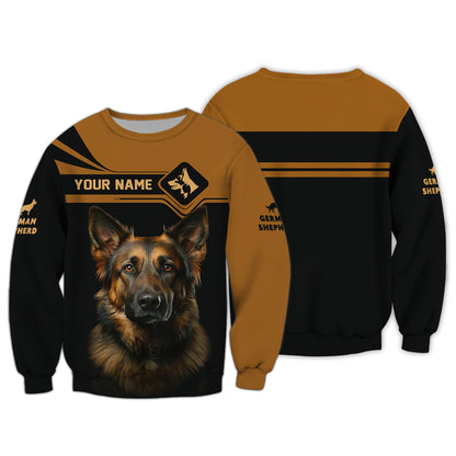 Camisetas de pastor alemán de marta plateada con impresión 3D completa, regalo con nombre personalizado para amantes de los perros