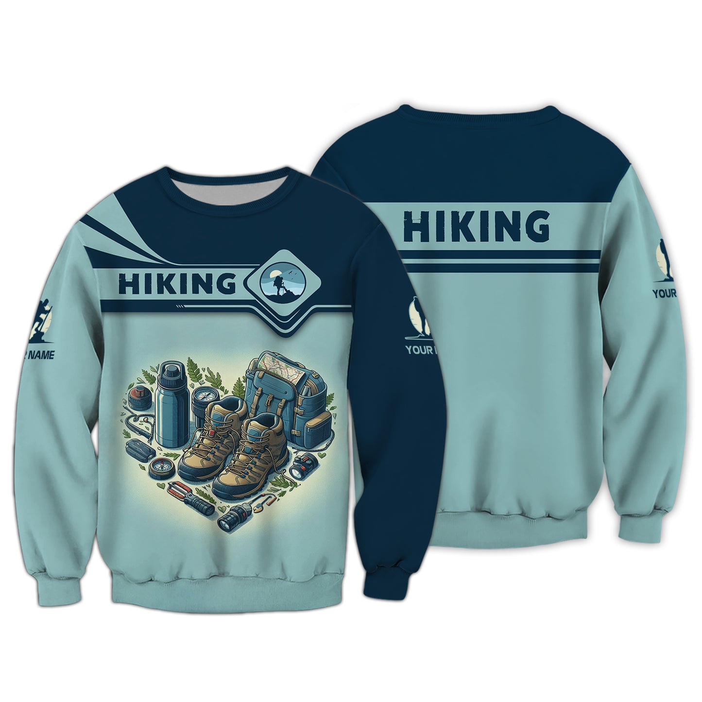 3D Full Print Hiking Heart Custom Name Shirts Gift For Hiker Lovers