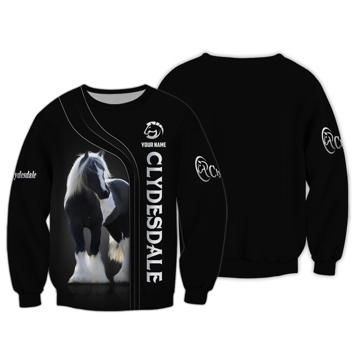 Camisetas Clydesdale con impresión 3D completa, regalo con nombre personalizado para amantes de los caballos