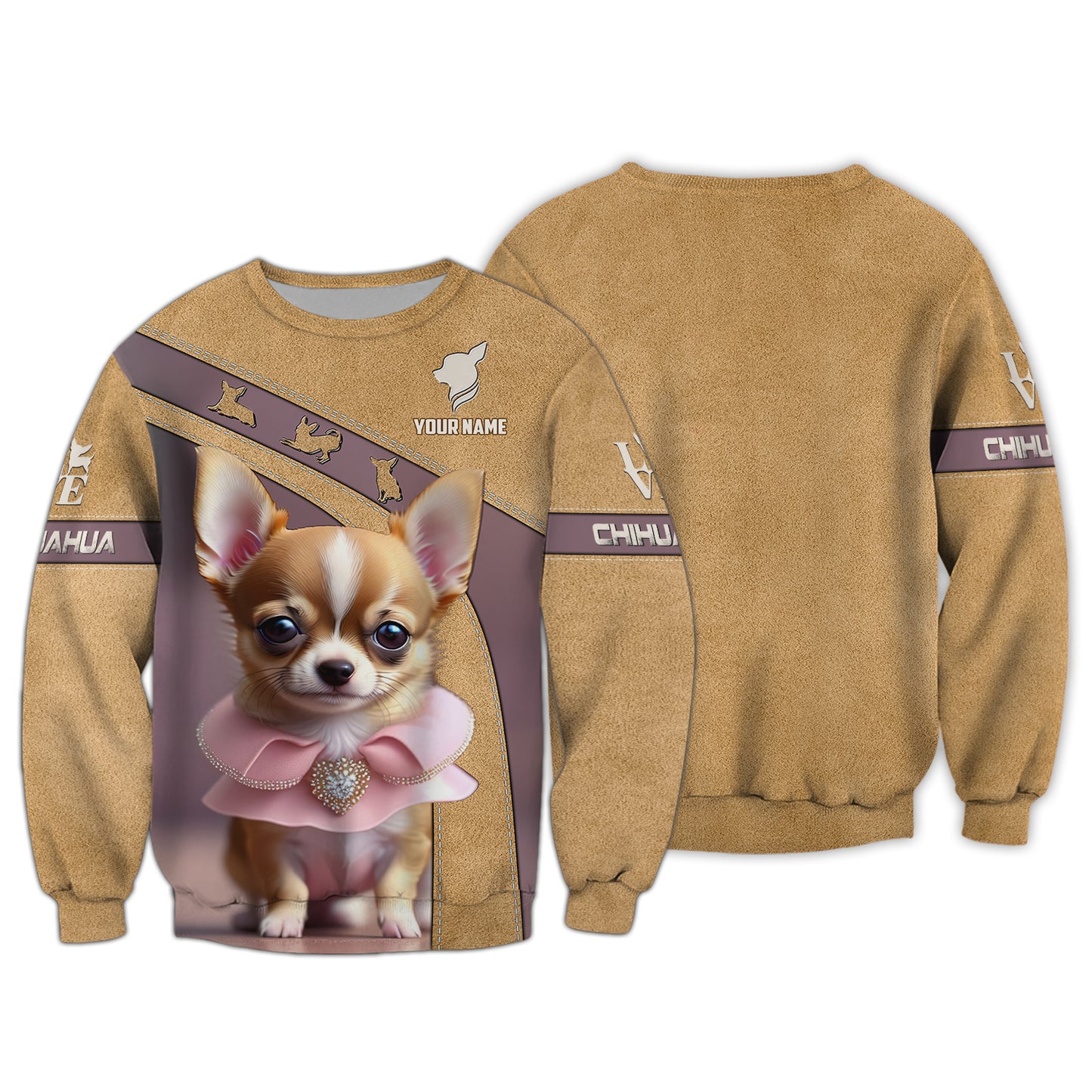 Preciosa camiseta con nombre personalizado de chihuahua, regalo para amantes de los perros, camisetas 3D