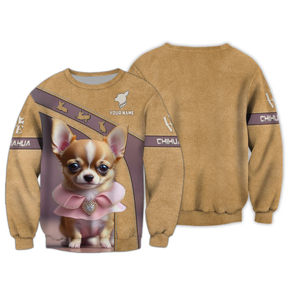 Sudadera con capucha y cremallera con nombre personalizado de Chihuahua, regalo para amantes de los perros, camisetas 3D