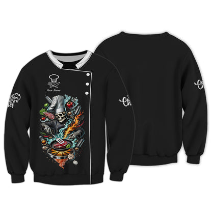 Personalized Chef Skeleton Shirt - Cook in Style with a Fiery Flair