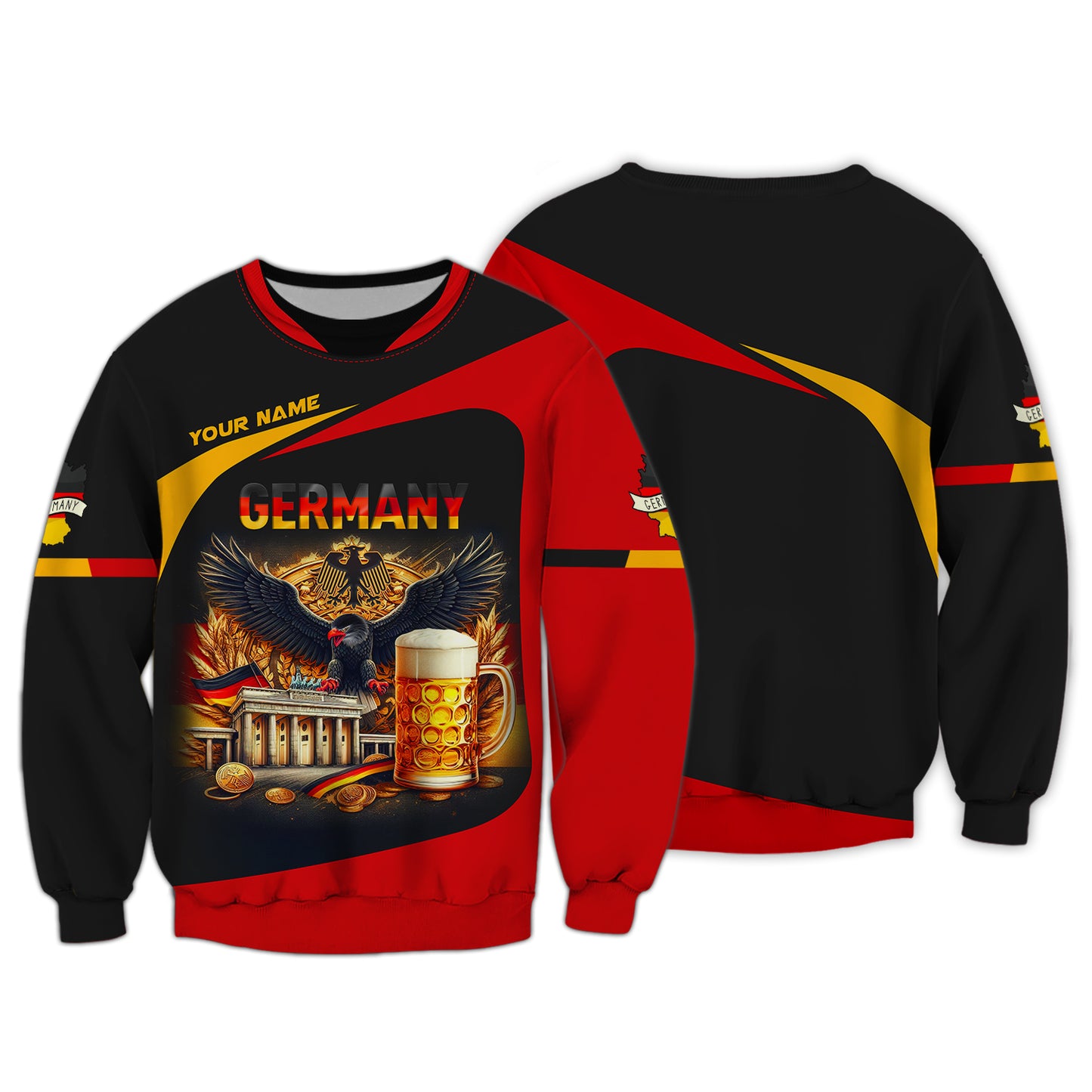 Camiseta personalizada con nombre de águila con cerveza de Alemania, regalo personalizado para los amantes de Alemania