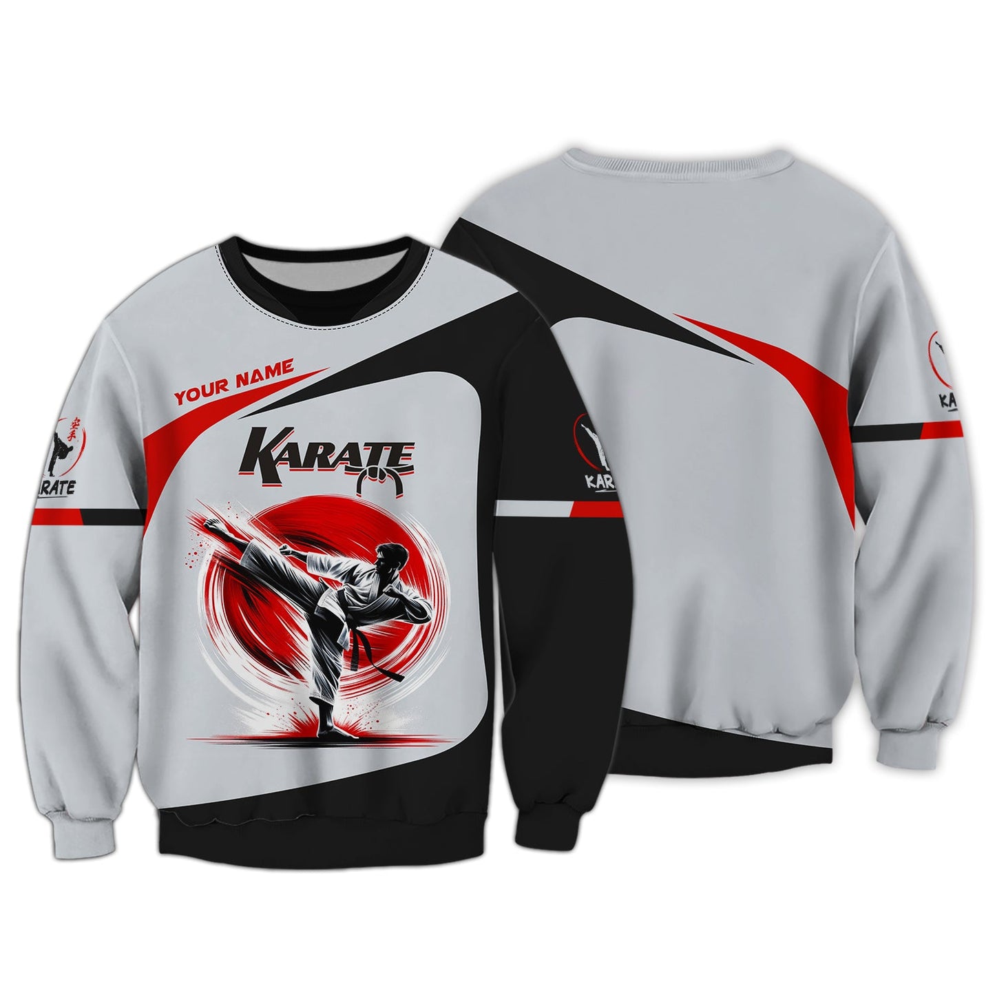 Camiseta de hombre de karate con nombre personalizado, sudadera con cremallera de karate en 3D, regalo personalizado para amantes del karate