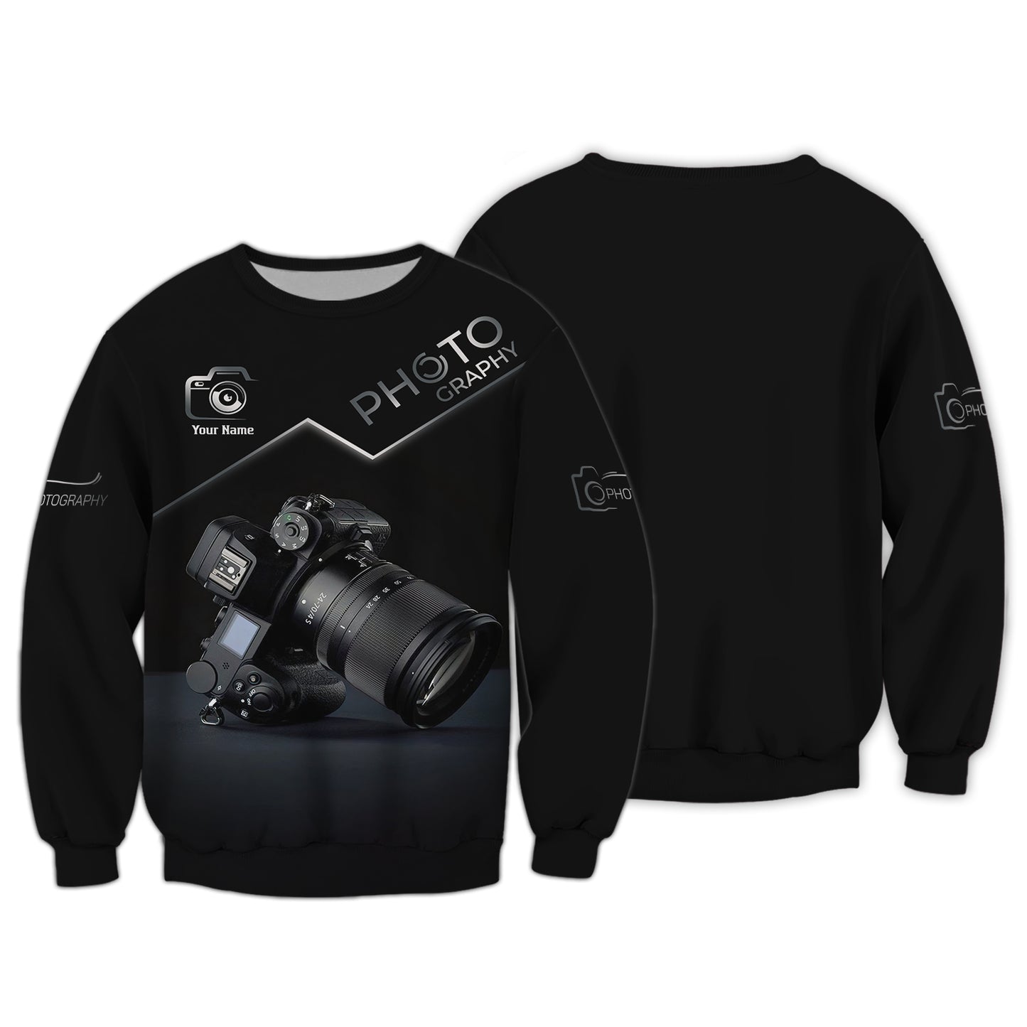 Camiseta con fotografía con impresión 3D completa, regalo personalizado con nombre para amantes de la fotografía