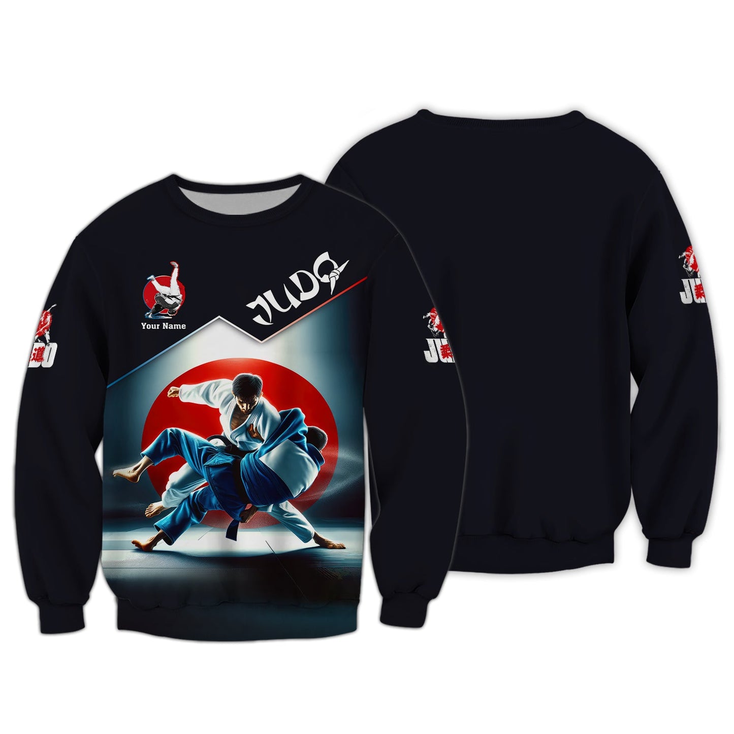 Sweat à capuche zippé Judo avec nom personnalisé Cadeau personnalisé avec nom pour les amateurs de judo