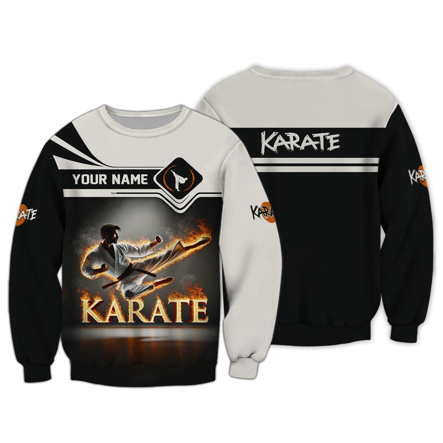 3D Full Print Flaming Karate Master T-Shirt Personalized Name Gift For Karate Lovers