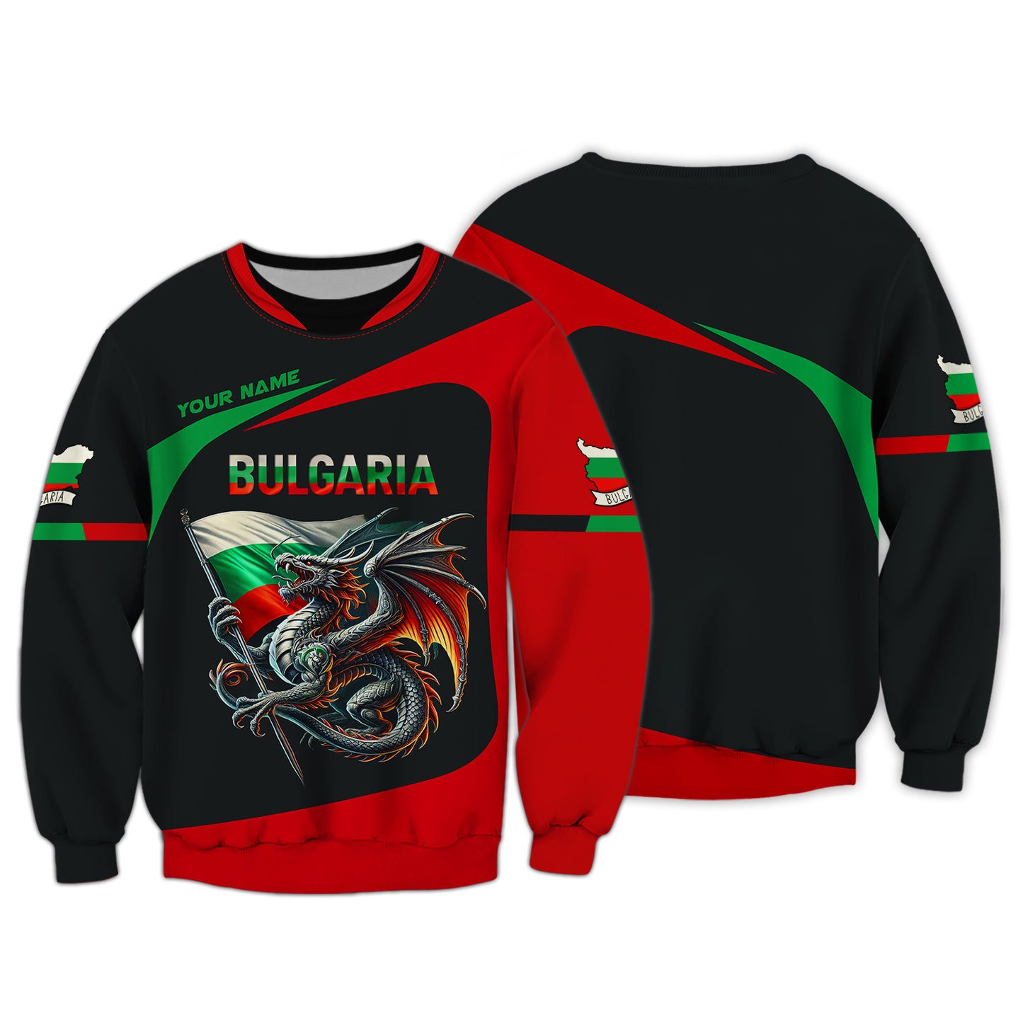 Dragon With Bulgaria Flag Custom T-Shirt Personalized Name 3D Shirts Gift For Bulgaria Lovers