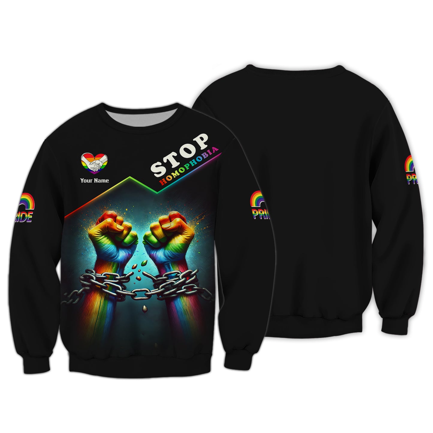 LGBT Pride Custom Name 3D Zipper Hoodie Stop Homophobia Shirt Gift For LGBT Lovers