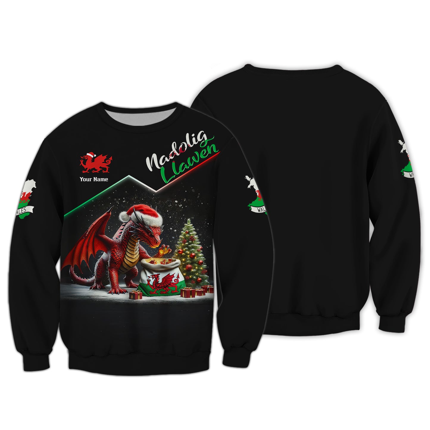 Welsh Christmas Celebration 3D Shirt Personalized Name Gif For Welsh Lovers