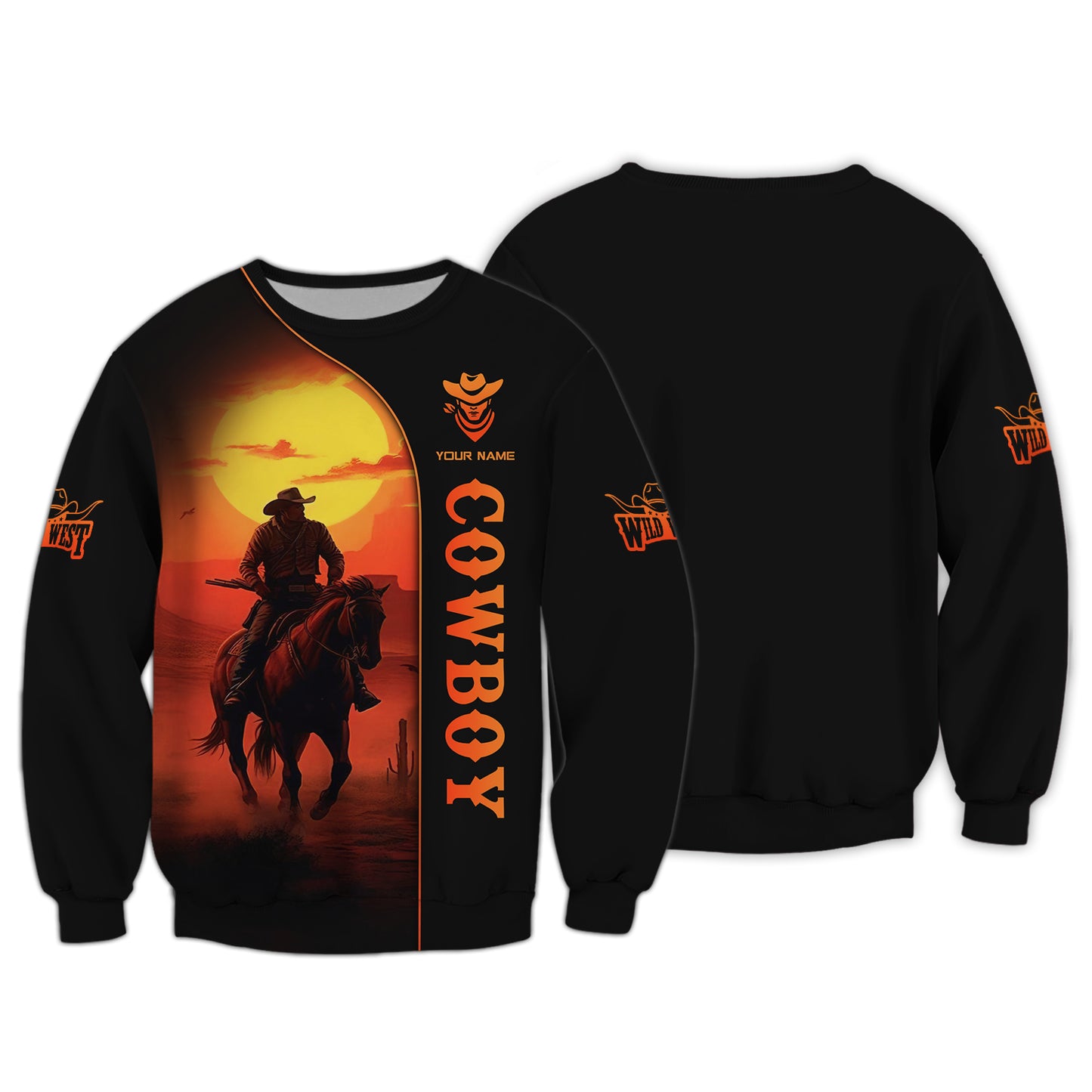 Camisetas con estampado 3D completo de vaquero montando a caballo, regalo con nombre personalizado para amantes de los vaqueros