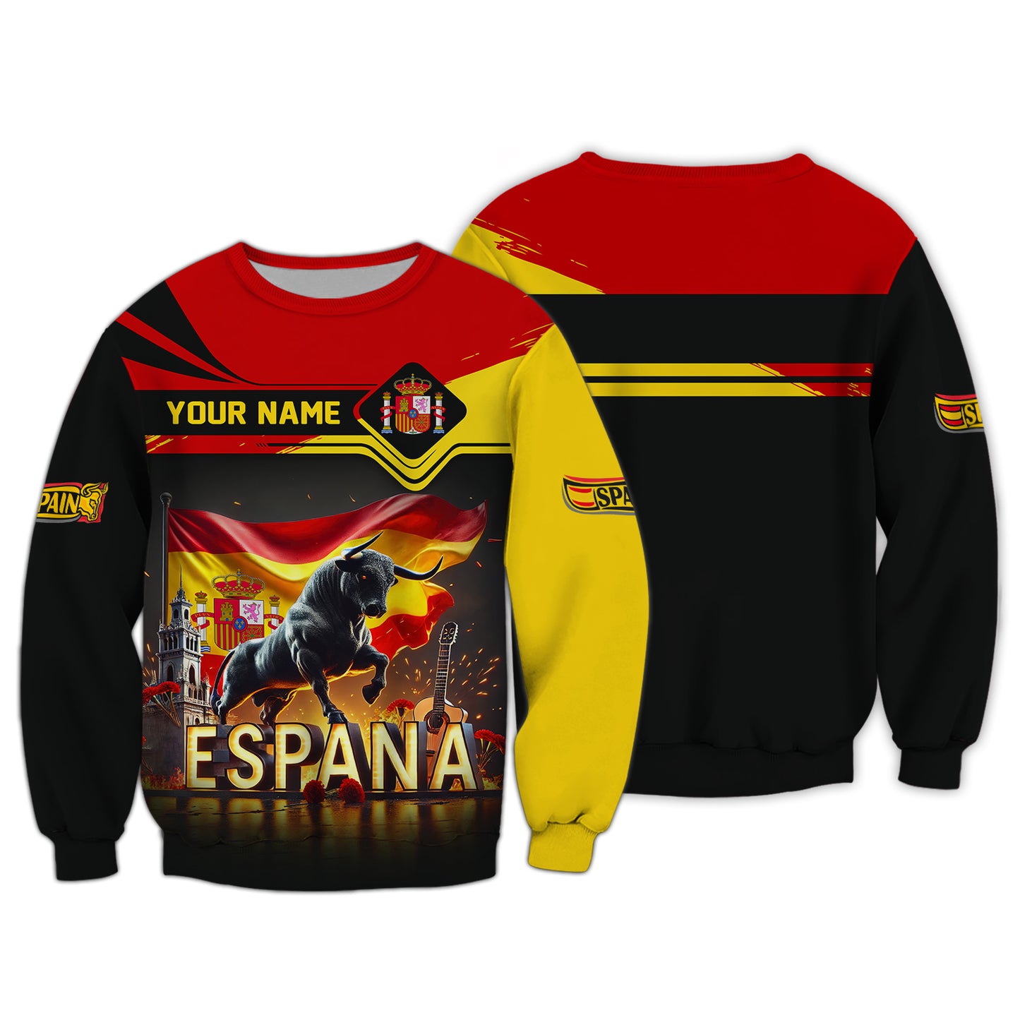 The Mighty Bull With Spanish Flag Custom Name Espana Shirt Gift For Spain Lovers