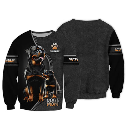 Rottweiler Custom Name T-Shirts Dog Mom 3D Shirt Gift For Dog Lovers