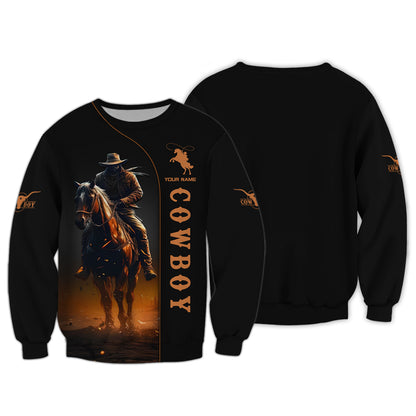 Cowboy Riding Horse Custom T-Shirts Gift For Cowboy Lovers