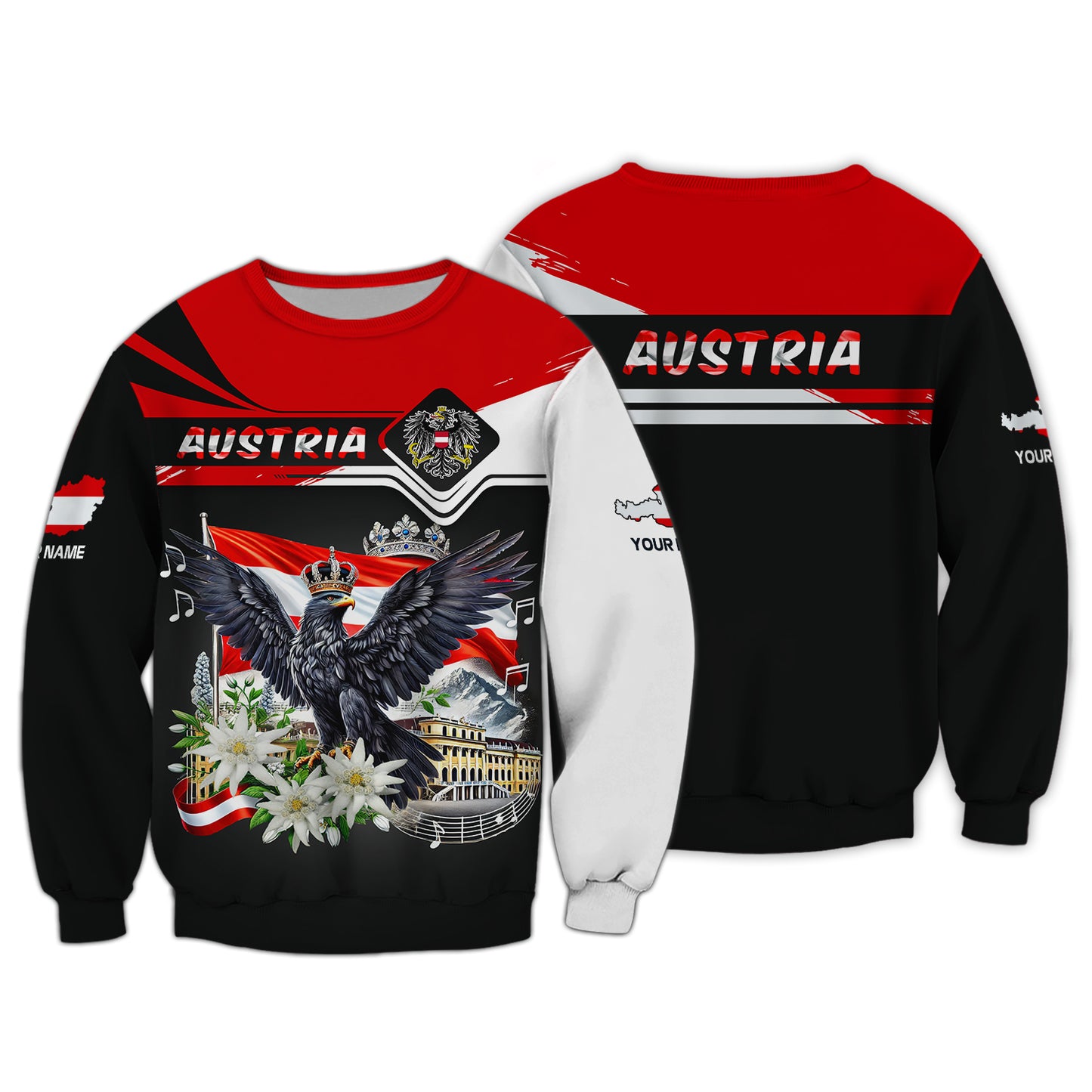 Camisetas de Austria con impresión 3D completa, regalo con nombre personalizado para amantes de Austria