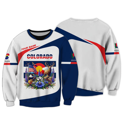 Sudadera con capucha y cremallera de Colorado con impresión completa en 3D, regalo con nombre personalizado para amantes de Colorado