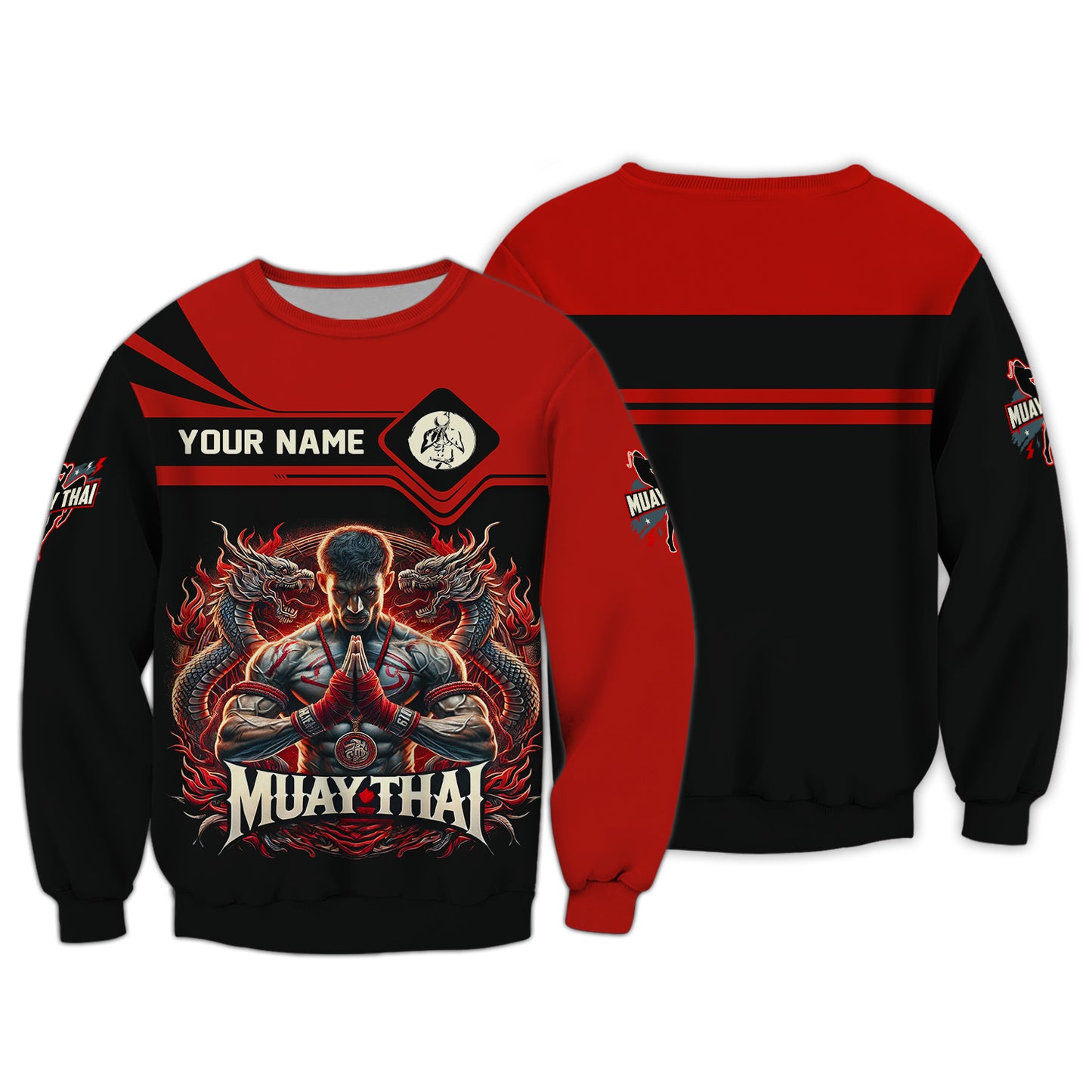 T-shirt personnalisé avec nom de combattant de dragon de Muay Thai Cadeau personnalisé avec nom pour les amateurs de Muay Thai