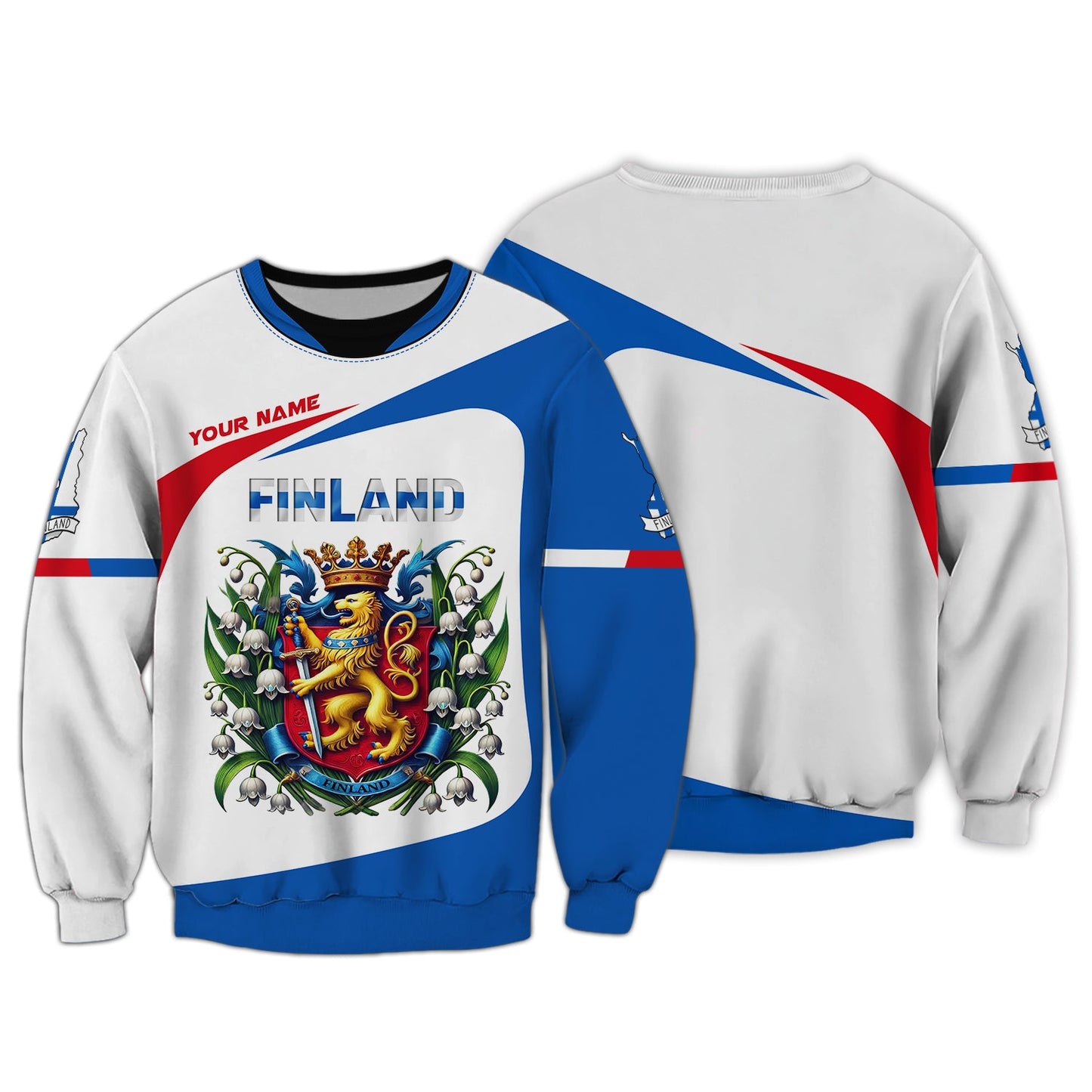 Coat Of Arms Finland Custom Zipper Hoodie Gif For Finnish Lover 3D Shirt