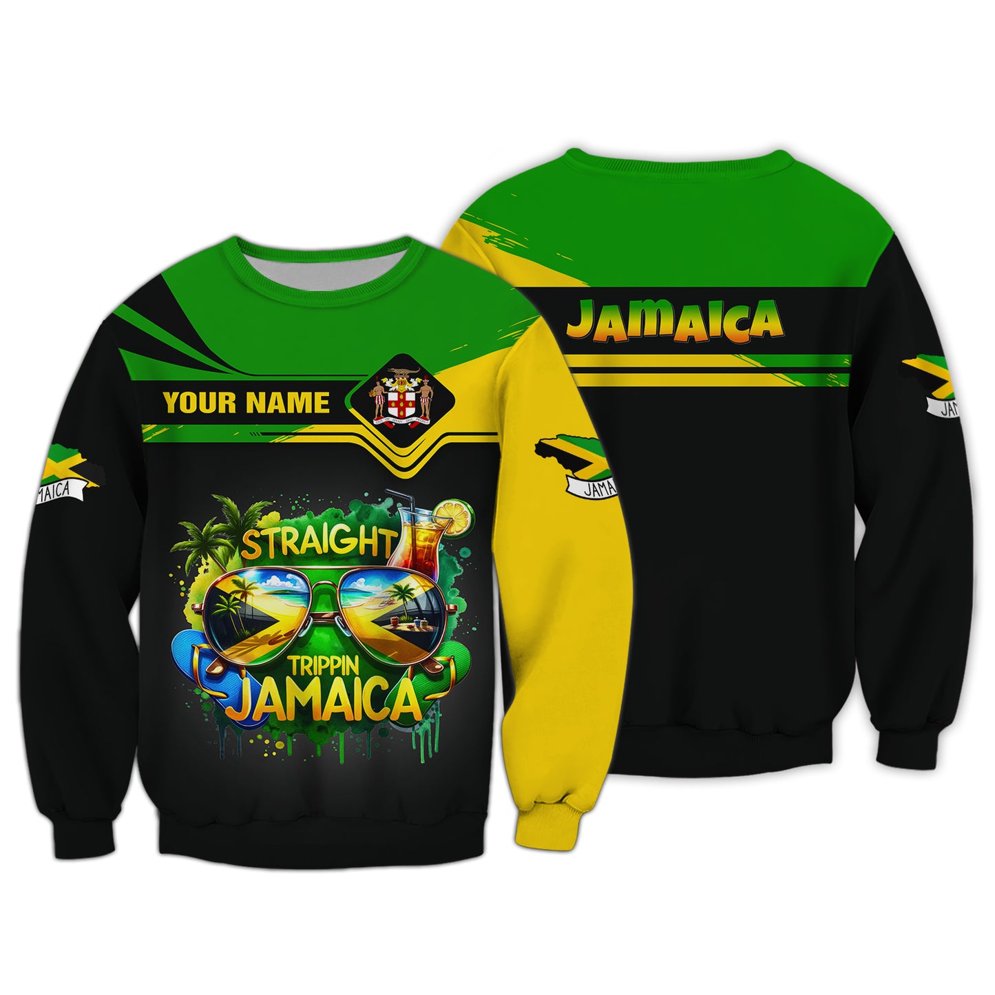 Camiseta personalizada con nombre en 3D del león de Jamaica, regalo personalizado para los amantes de Jamaica