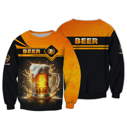 Sudadera con capucha y cremallera unisex con taza de cerveza y nombre personalizado para amantes de la cerveza