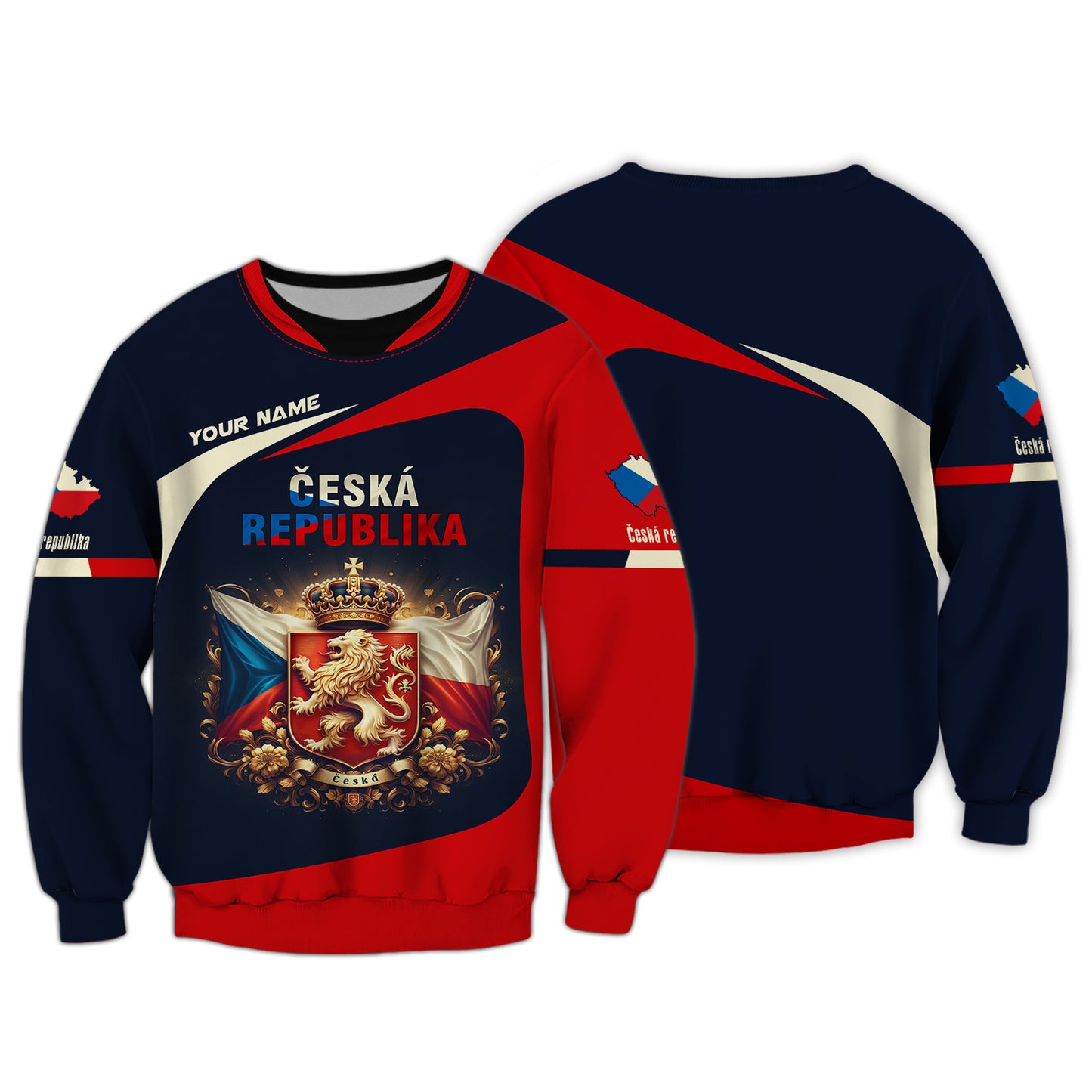 Coat Of Arms Ceska Republika Personalized Name 3D Shirt Custom Gift For Czech Republic Lovers