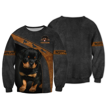 T-shirts personnalisés pour chiots Rottweiler T-shirt 3D Rottweiler Cadeau pour les amoureux des chiens