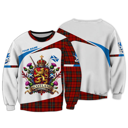 3D Full Print Scotland Shirt Personalized Name Gift For Scotland Lovers