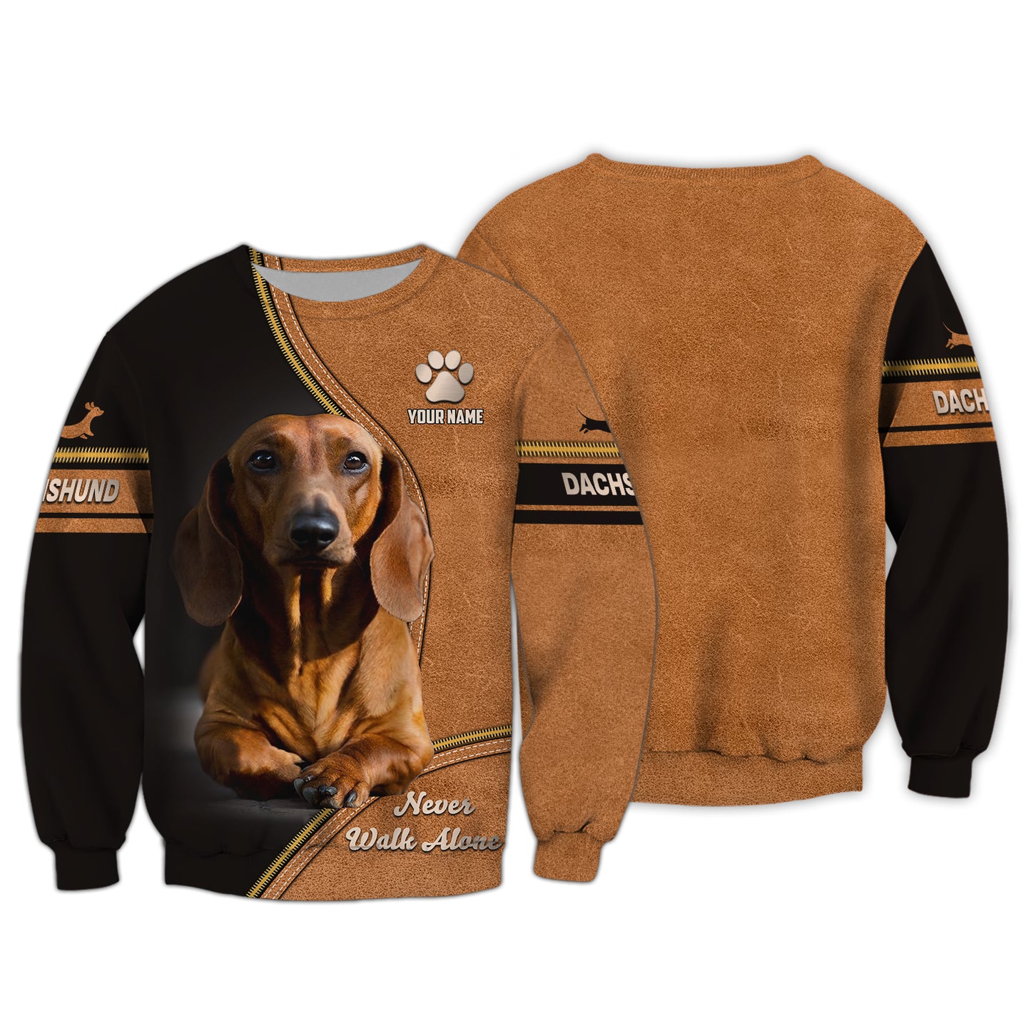 Dachshund Custom Name 3D T-Shirt Never Walk Alone Shirts Gift For Dog Lovers