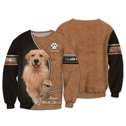 T-shirt Golden Retriever personnalisé - Ne marchez jamais seul