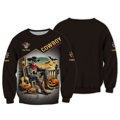 Skull Cowboy Custom T-Shirts Halloween 3D Shirt Gift For Cowboy Lovers