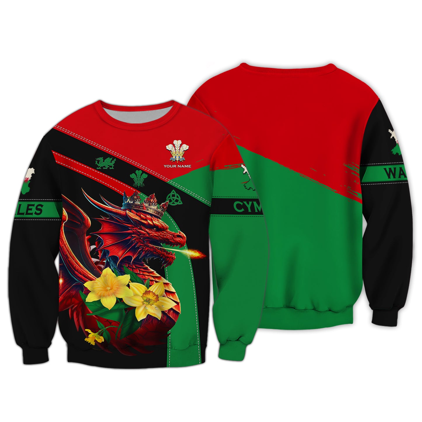 Camiseta con estampado 3D completo Love CYMRU Dragon Wales, regalo para amantes de Gales