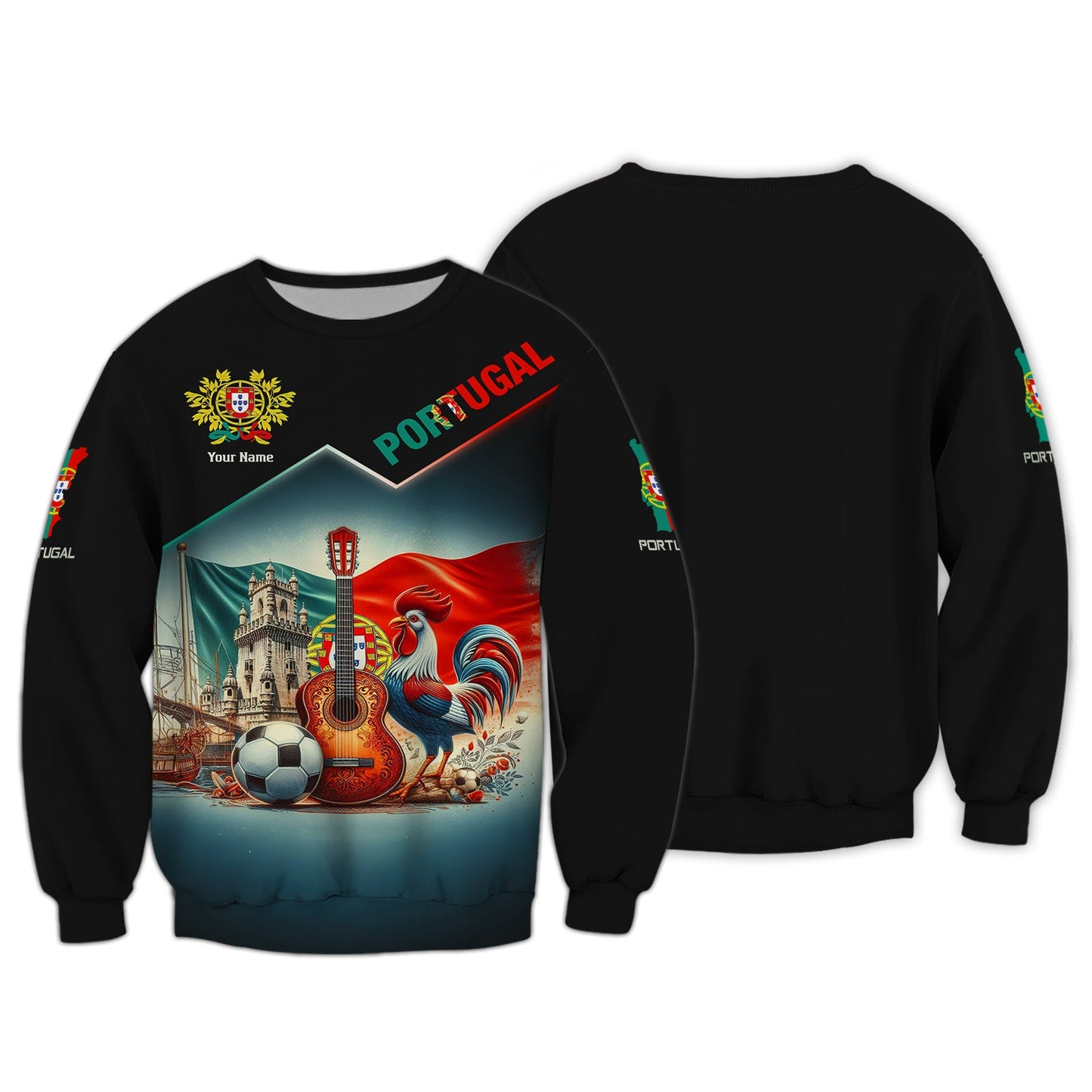 Sweat à capuche unisexe avec fermeture éclair Portugal, impression 3D complète, chemise Portugal, cadeau personnalisé pour les amoureux du Portugal