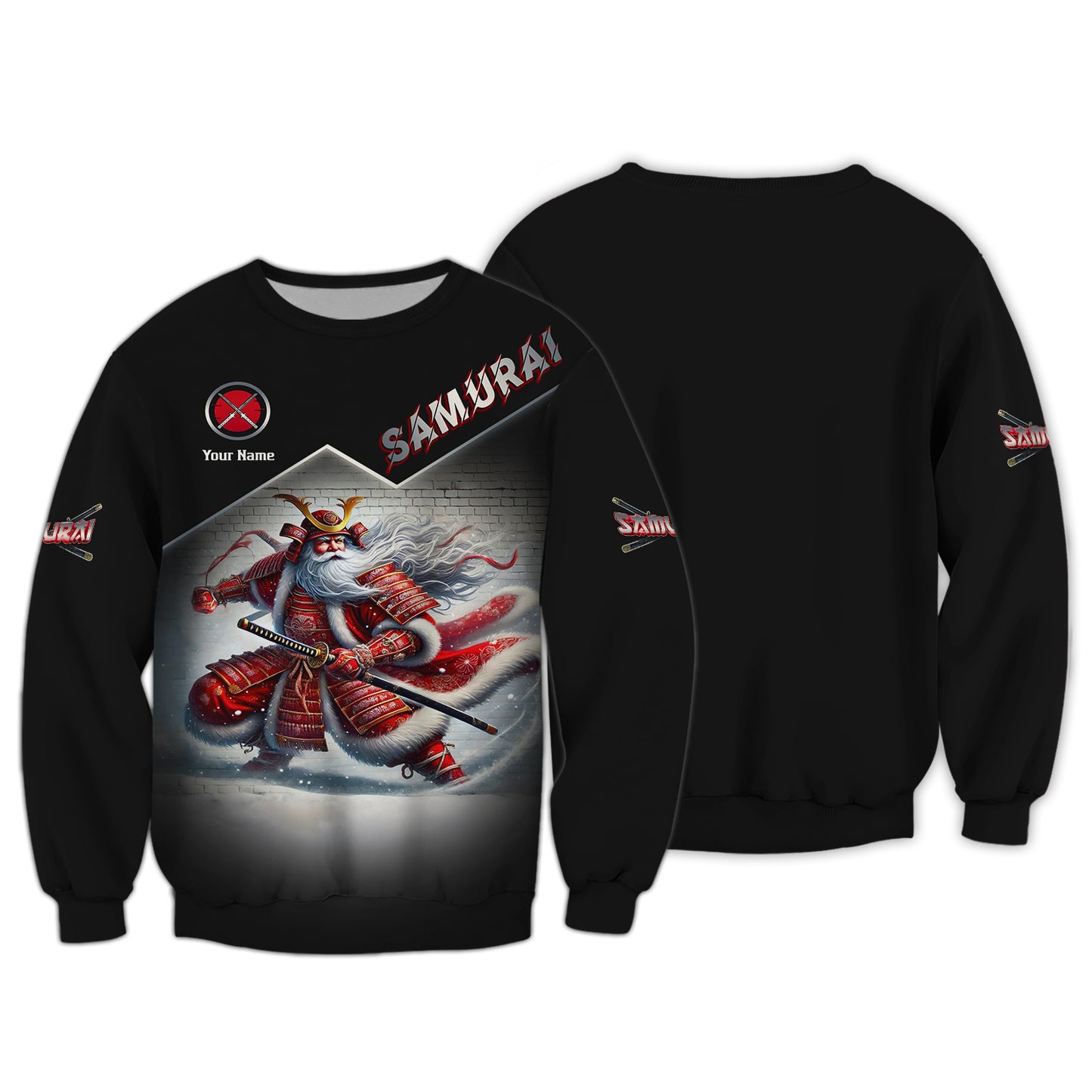 3D Full Print Samurai Santa Warrior T-Shirt Personalized Name Gift For Samurai Lovers