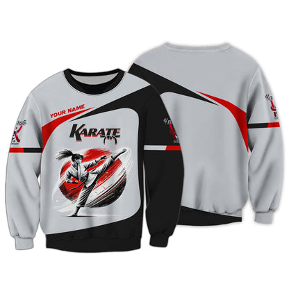 Karate Woman Shirt Custom Name 3D Karate Zipper Hoodie Personalized Gift For Karate Lovers