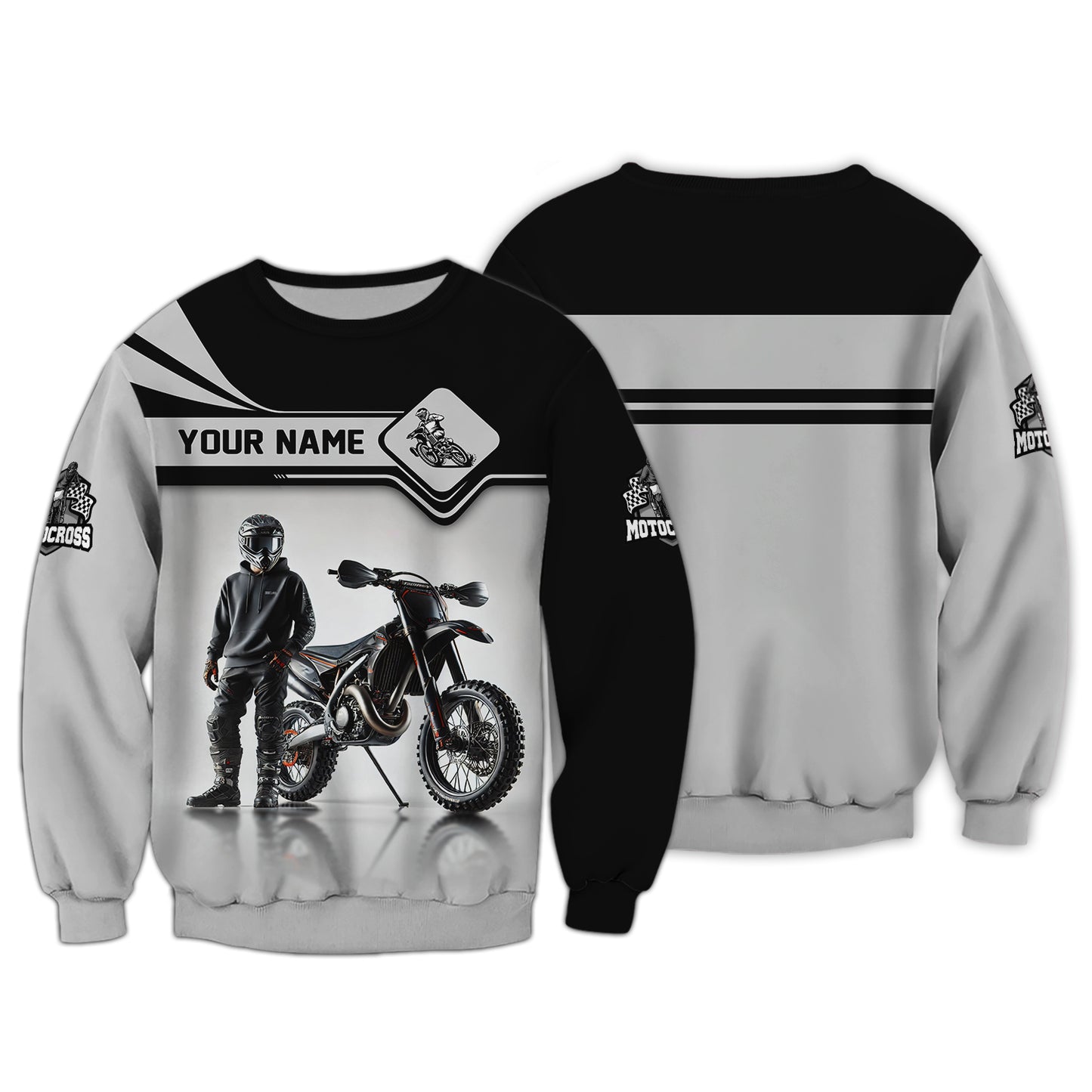 3D Full Print Motocross Zipper Hoodie Personalized Name Gift For Motocross Lovers