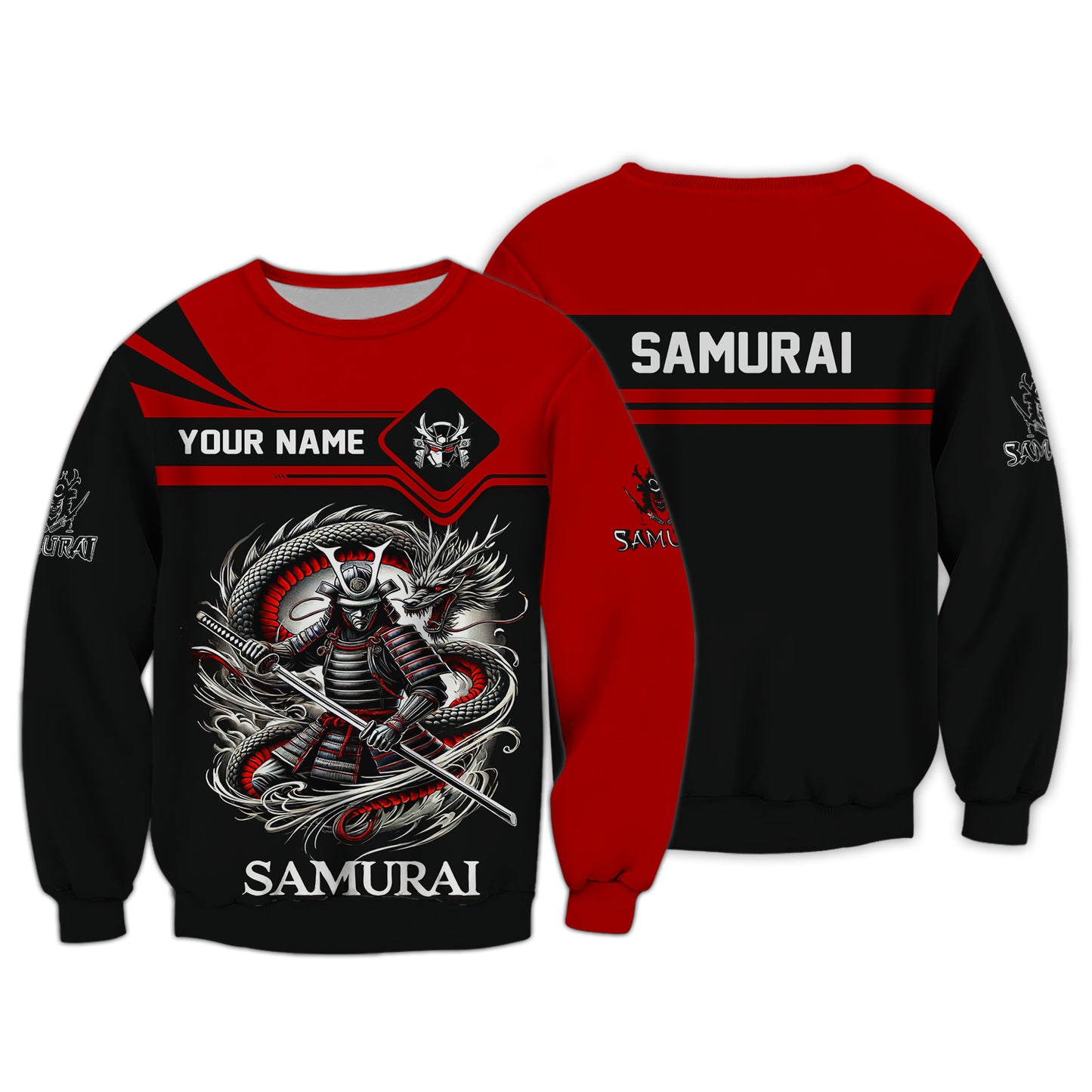 Camisetas personalizadas de samurái con dragón Camiseta de samurái 3D Regalo para amantes japoneses