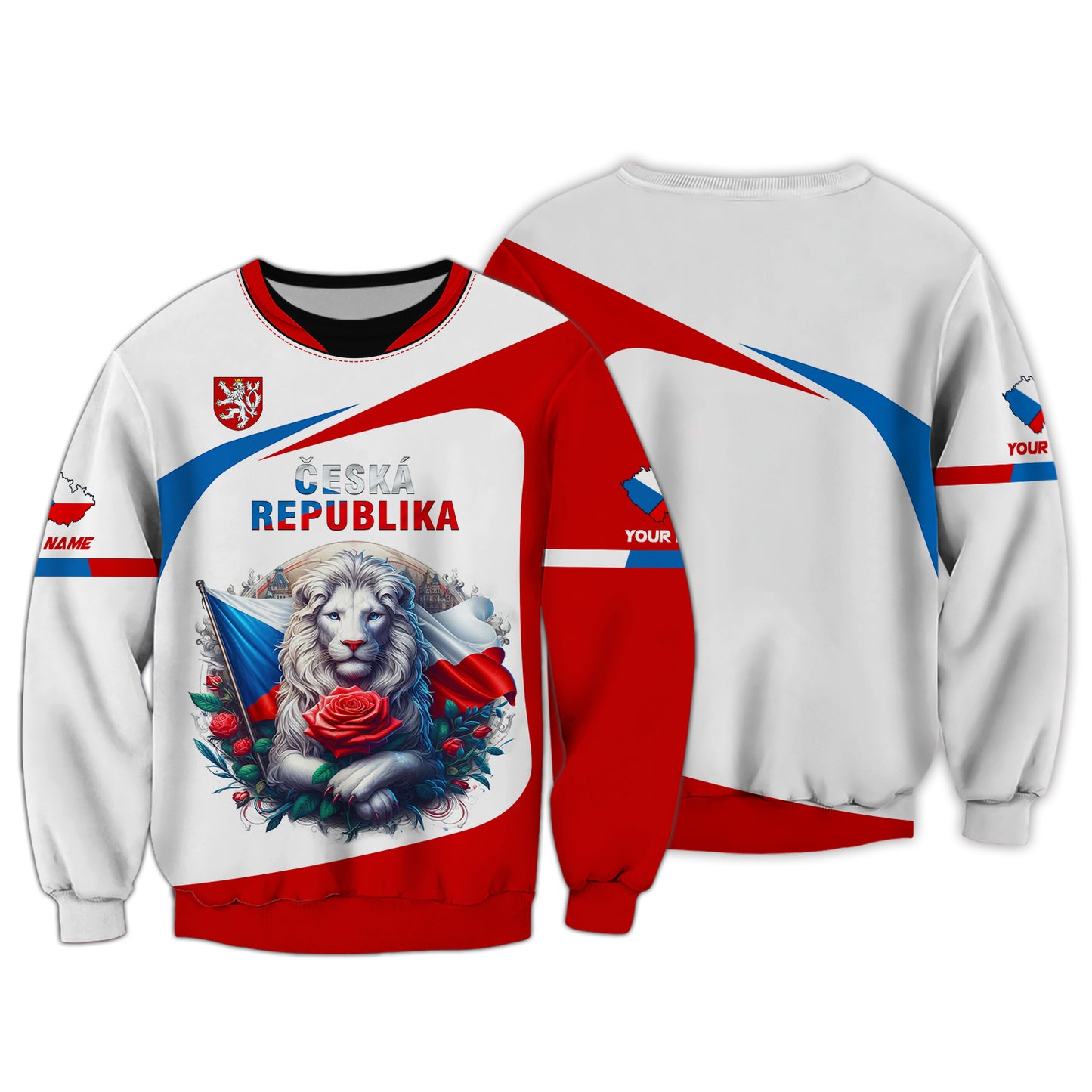 Camiseta con nombre personalizado y el león con la bandera de la República Checa Camiseta de Cesko Regalo para los amantes de la República Checa