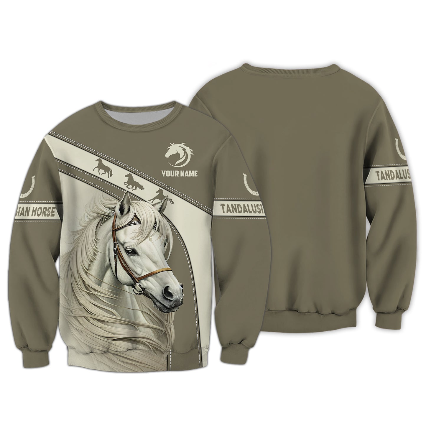 Camisetas con estampado 3D de caballos andaluces, regalo personalizado con nombre para amantes de los caballos