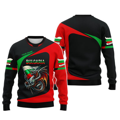 Dragon With Bulgaria Flag Custom T-Shirt Personalized Name 3D Zipper Hoodie Gift For Bulgaria Lovers