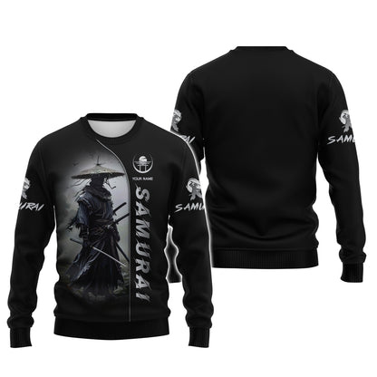 3D Full Print Dark Warrior Samurai T-Shirt Personalized Name Gift For Samurai Lovers