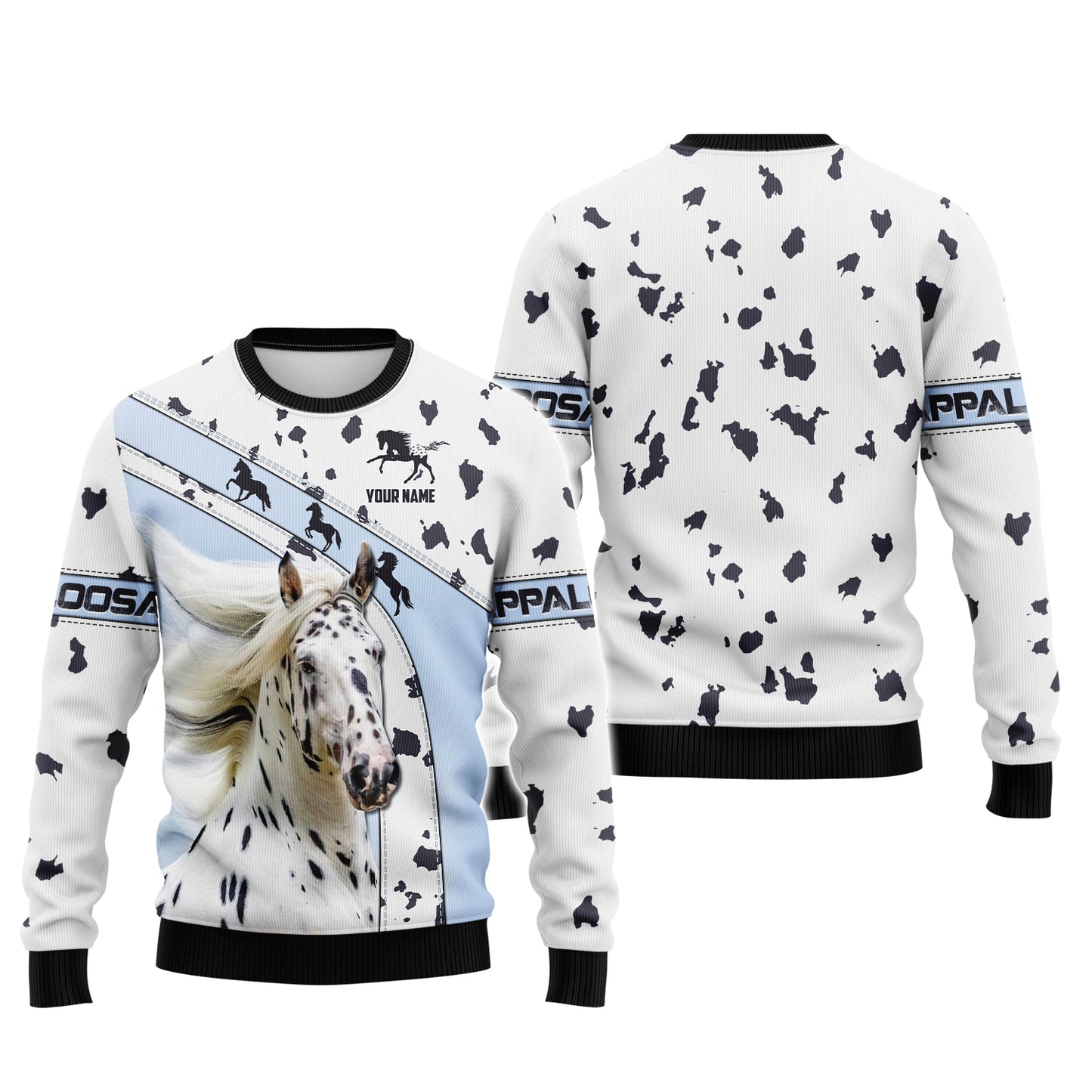 Sudadera con capucha y cremallera Appaloosa con estampado completo en 3D, regalo personalizado con nombre para amantes de los caballos