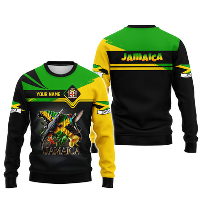 Camisetas con estampado 3D completo de guerrero cocodrilo de Jamaica, regalo con nombre personalizado para los amantes de Jamaica